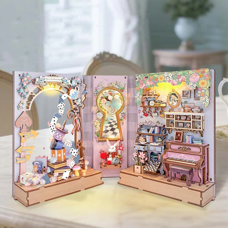 미니어처 모델 키트, DIY 나무 공주 티 파티 다이어 - Diy Wooden Book Nook Kit Shelf Insert 리뷰 및 가격
