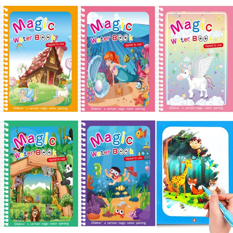 어린이 마법의 물 그림 책 몬테소리 재사용 가능한 색칠 - Reusable Water Magic Coloring Book 리뷰 및 가격